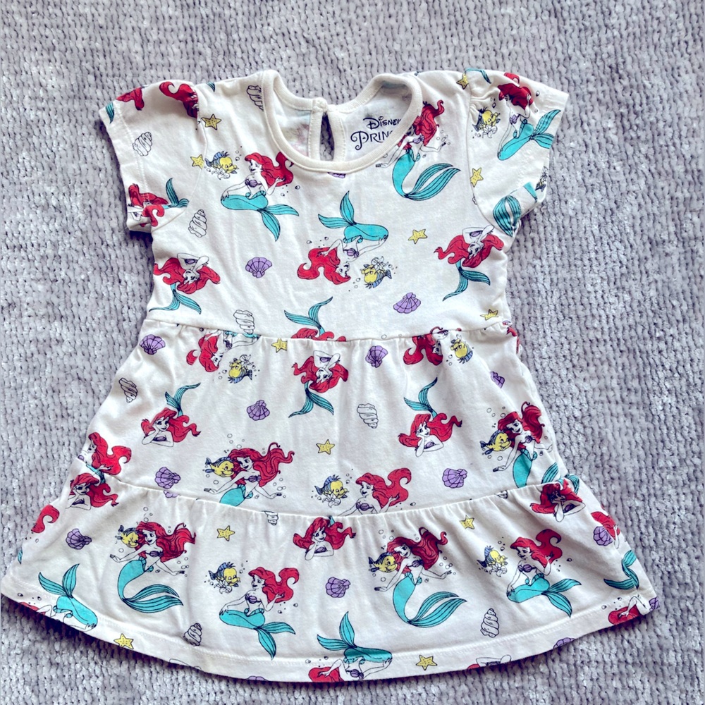 Disney Princess Ariel Little Mermaid Dress 9-12 Months Flounder Cotton